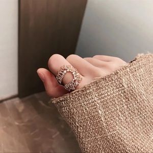 Adjustable U-Shaped Crystal Ring